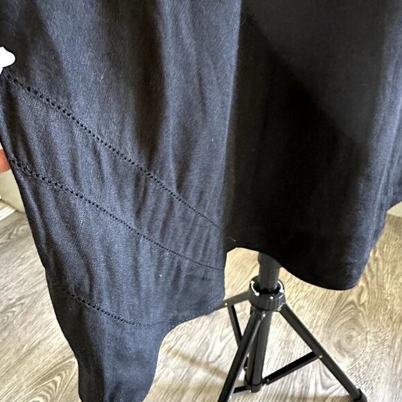 Chico's Black Wide Strap Linen Blend Sleeveless Midi Dress Size 2  Resort - Picture 5 of 7